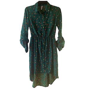 Xhilaration Hi Low Button Front Green Dress Size Small S/P 📦